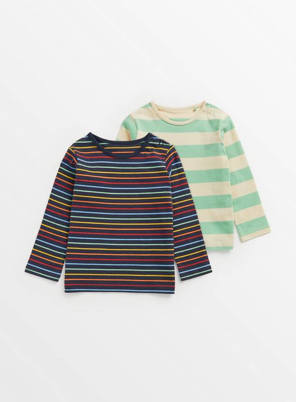  Stripe Long Sleeve T-Shirt 2 Pack 6-9 months